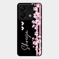 Pink Floral Customize Glass Case Cover For Redmi Note 13 Pro 5G