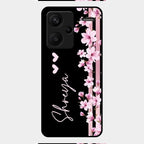 Pink Floral Customize Glass Case Cover For Redmi Note 13 Pro Plus 5G