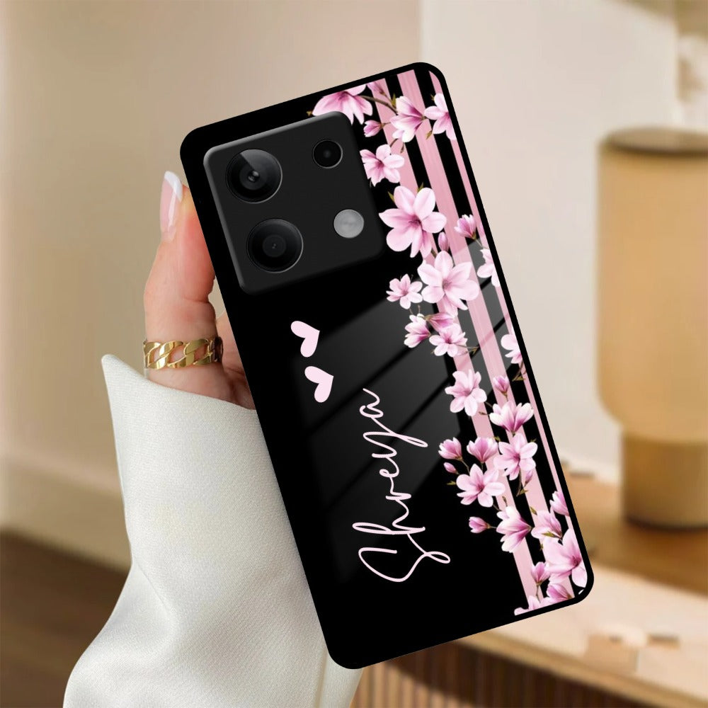 Pink Floral Customize Glass Case Cover For Redmi/Xiaomi