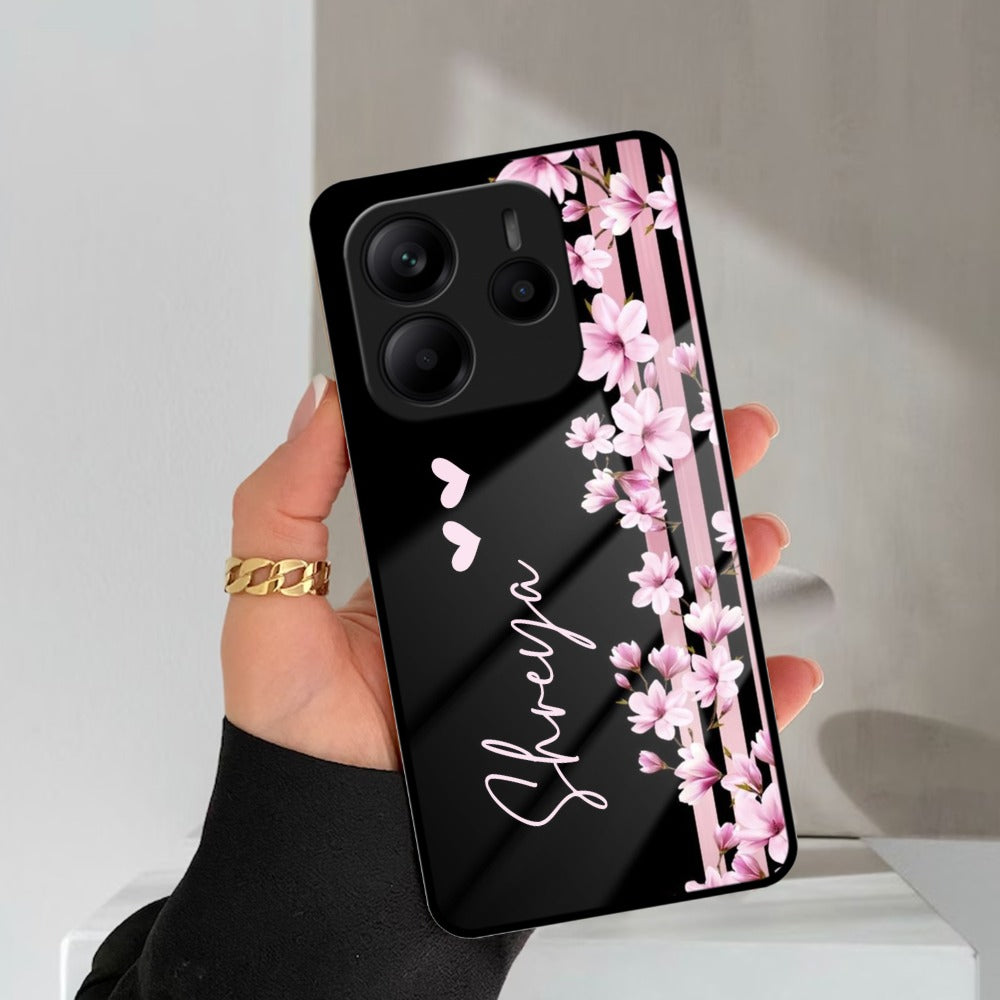 Pink Floral Customize Glass Case Cover For Redmi/Xiaomi