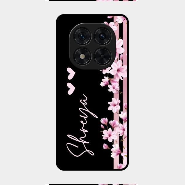 Pink Floral Customize Glass Case Cover For Redmi Note 14 Pro 5G