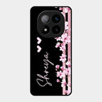 Pink Floral Customize Glass Case Cover For Redmi Note 14 Pro Plus 5G