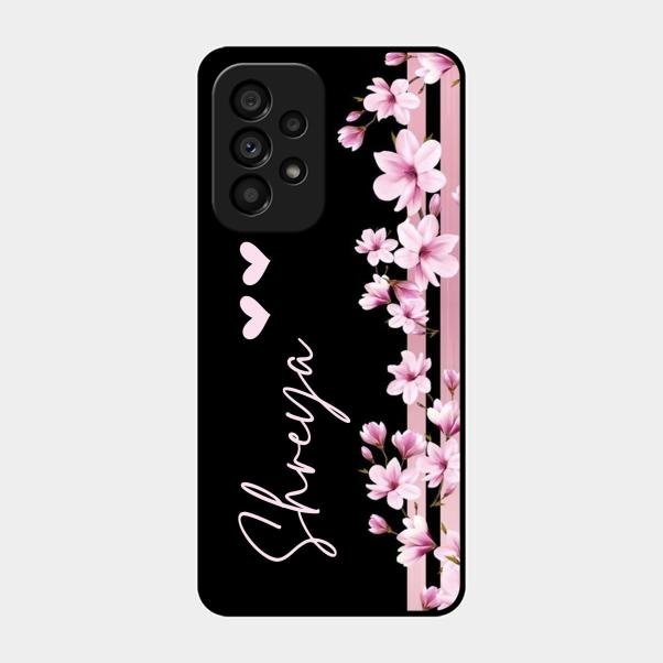 Pink Floral Customize Glass Case Cover For Samsung Galaxy A53 5G