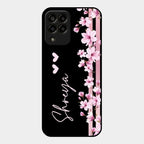 Pink Floral Customize Glass Case Cover For Samsung Galaxy M33 5G