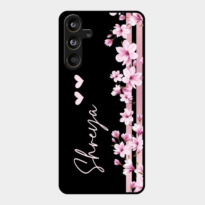 Pink Floral Customize Glass Case Cover For Samsung Galaxy M55 5G