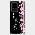 Pink Floral Customize Glass Case Cover For Samsung Galaxy S20 Ultra
