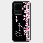 Pink Floral Customize Glass Case Cover For Samsung Galaxy S20 Ultra