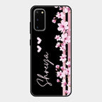 Pink Floral Customize Glass Case Cover For Samsung Galaxy S20