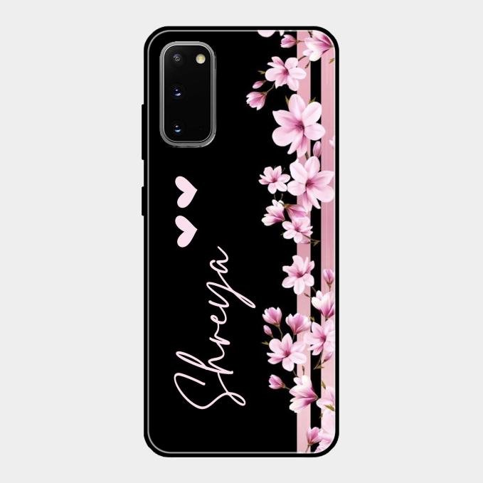 Pink Floral Customize Glass Case Cover For Samsung Galaxy S20