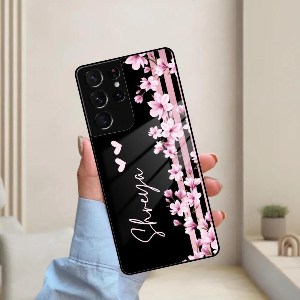 Pink Floral Customize Glass Case Cover For Samsung - ShopOnCliQ