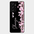 Pink Floral Customize Glass Case Cover For Samsung Galaxy S21 Ultra