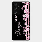 Pink Floral Customize Glass Case Cover For Samsung Galaxy S21 Ultra