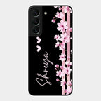 Pink Floral Customize Glass Case Cover For Samsung Galaxy S22 5G