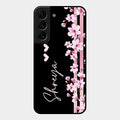 Pink Floral Customize Glass Case Cover For Samsung Galaxy S22 Plus 5G