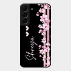 Pink Floral Customize Glass Case Cover For Samsung Galaxy S22 Plus 5G