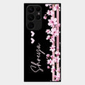 Pink Floral Customize Glass Case Cover For Samsung Galaxy S22 Ultra 5G