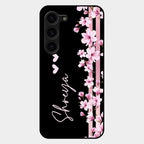 Pink Floral Customize Glass Case Cover For Samsung Galaxy S23 Plus 5G