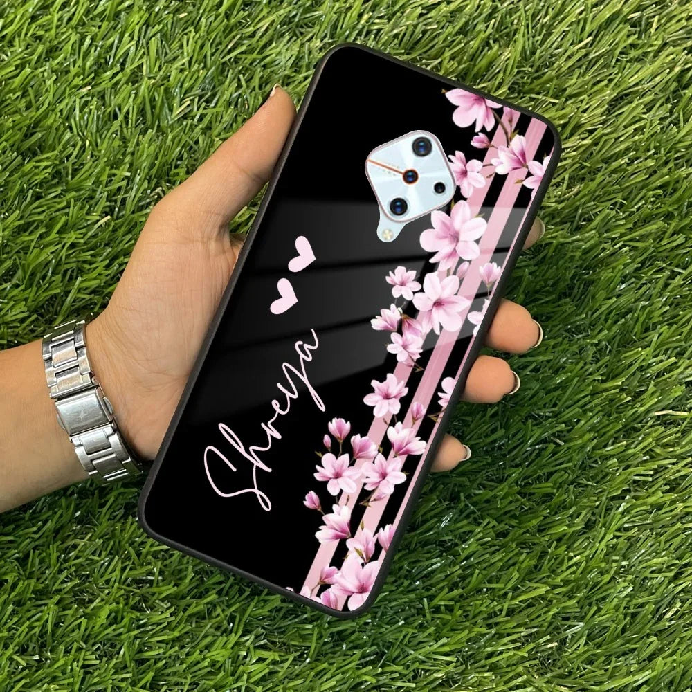 Pink Floral Customize Glass Case Cover For Vivo - ShopOnCliQ
