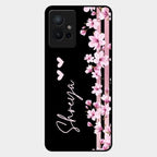 Pink Floral Customize Glass Case Cover For Vivo T1 5G