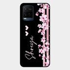 Pink Floral Customize Glass Case Cover For Vivo T1X