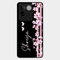 Pink Floral Customize Glass Case Cover For Vivo T2 Pro 5G