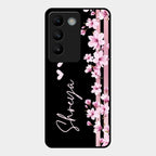Pink Floral Customize Glass Case Cover For Vivo T3 5G