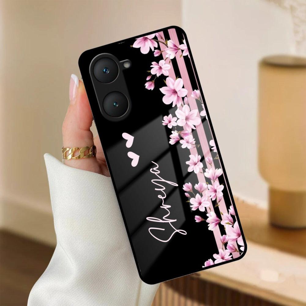 Pink Floral Customize Glass Case Cover For Vivo - ShopOnCliQ