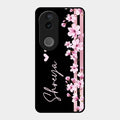 Pink Floral Customize Glass Case Cover For Vivo T4R 5G