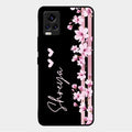 Pink Floral Customize Glass Case Cover For Vivo V20 2021