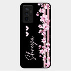 Pink Floral Customize Glass Case Cover For Vivo V23E 5G