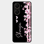Pink Floral Customize Glass Case Cover For Vivo V29E 5G