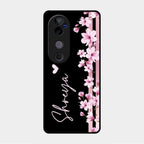 Pink Floral Customize Glass Case Cover For Vivo V40 Pro 5G