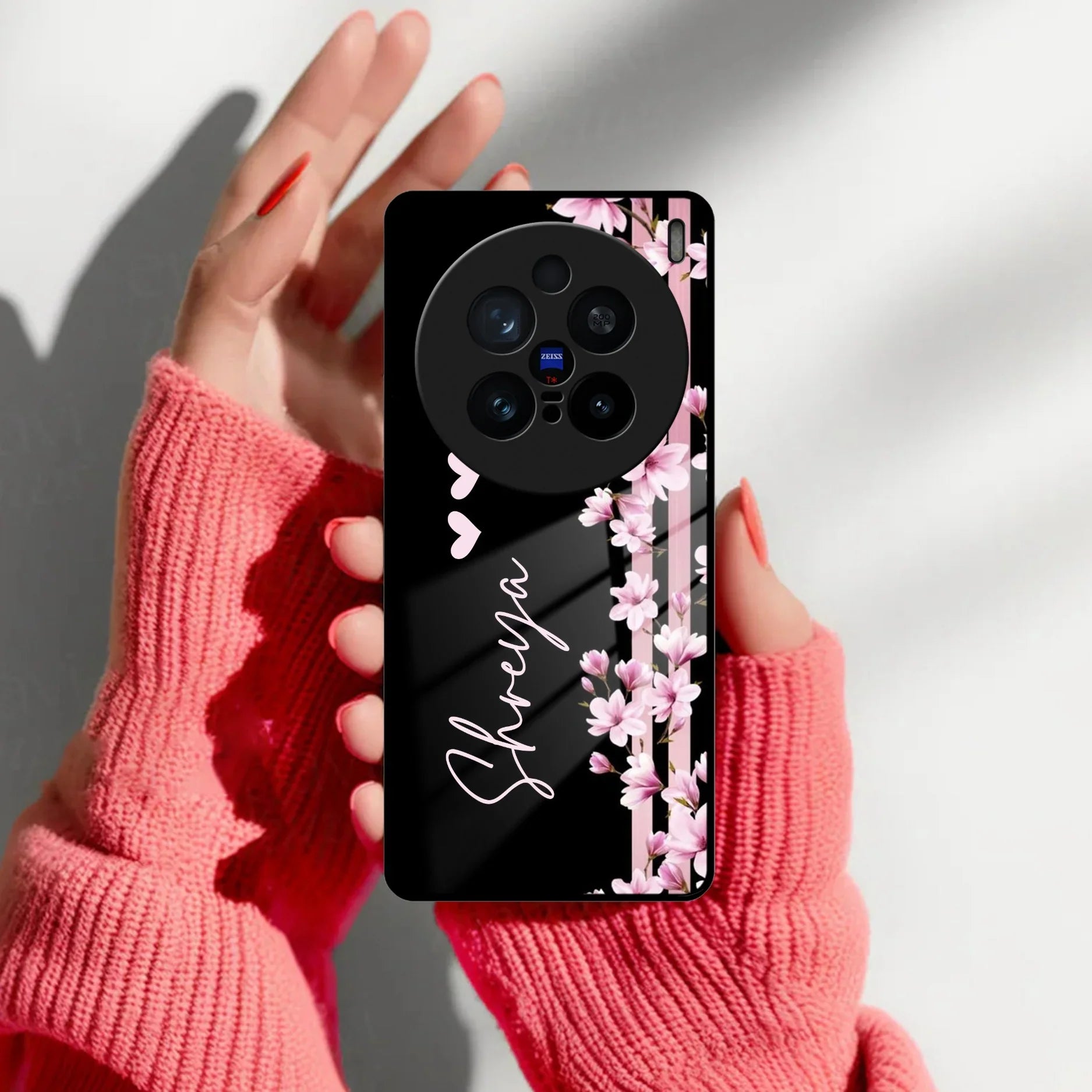 Pink Floral Customize Glass Case Cover For Vivo - ShopOnCliQ