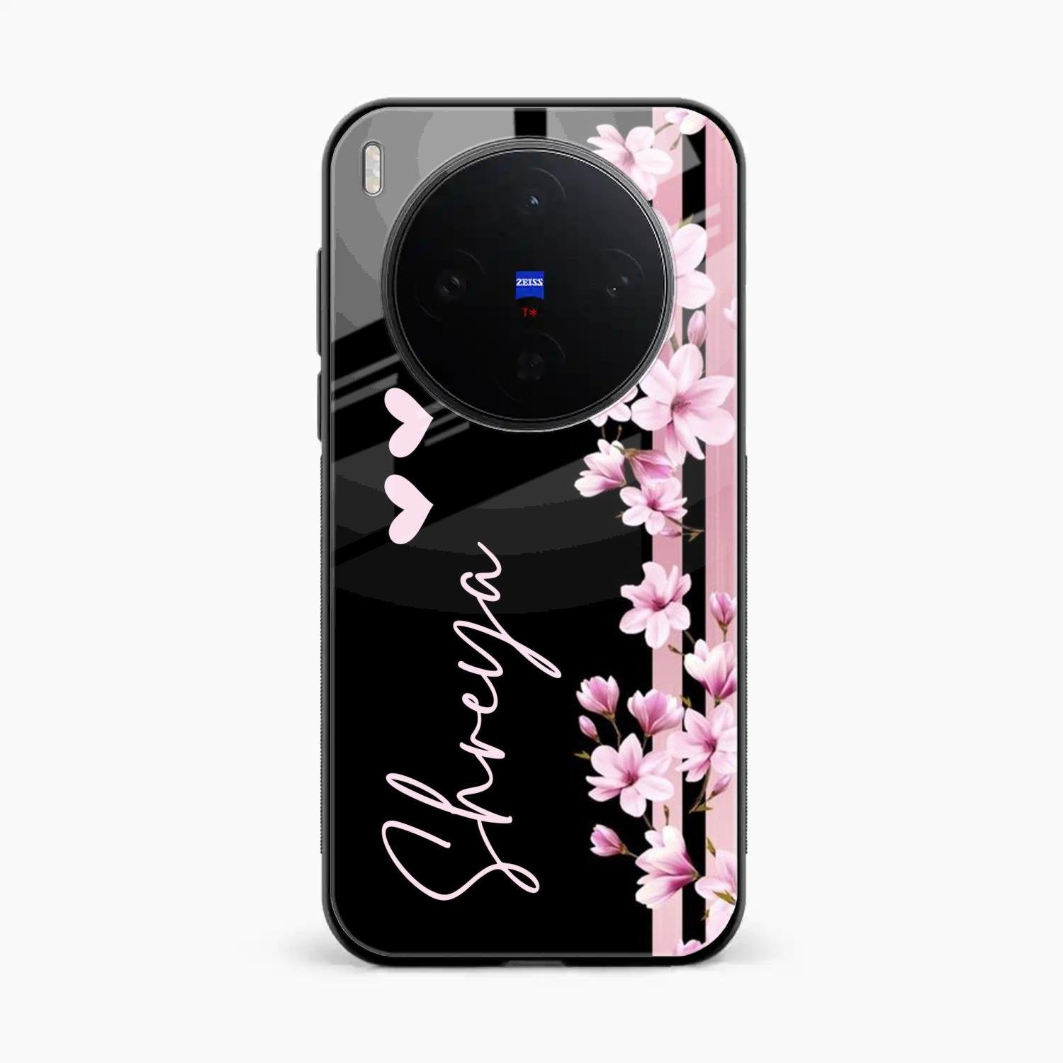 Pink Floral Customize Glass Case Cover For Vivo X300 5G