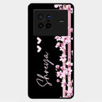 Pink Floral Customize Glass Case Cover For Vivo X80 5G