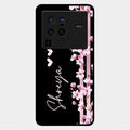 Pink Floral Customize Glass Case Cover For Vivo X80 Pro 5G