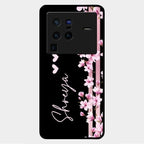 Pink Floral Customize Glass Case Cover For Vivo X80 Pro 5G