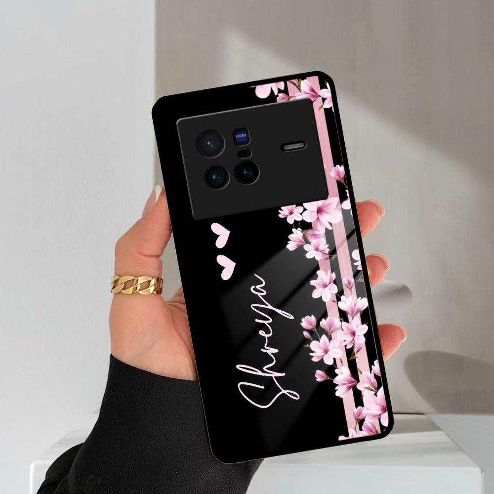 Pink Floral Customize Glass Case Cover For Vivo - ShopOnCliQ