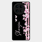 Pink Floral Customize Glass Case Cover For Vivo X90 Pro 5G