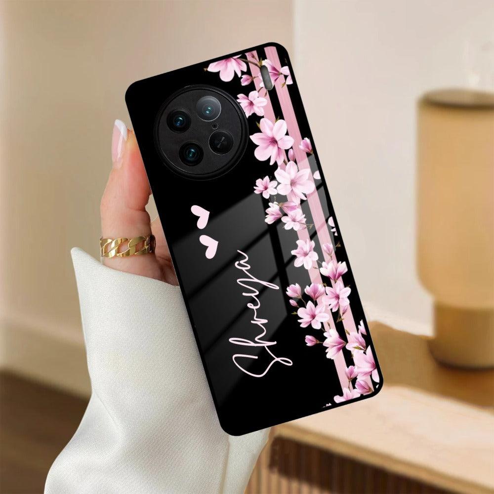 Pink Floral Customize Glass Case Cover For Vivo - ShopOnCliQ