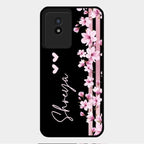 Pink Floral Customize Glass Case Cover For Vivo Y02T