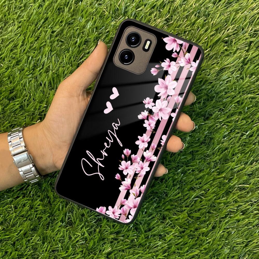 Pink Floral Customize Glass Case Cover For Vivo - ShopOnCliQ