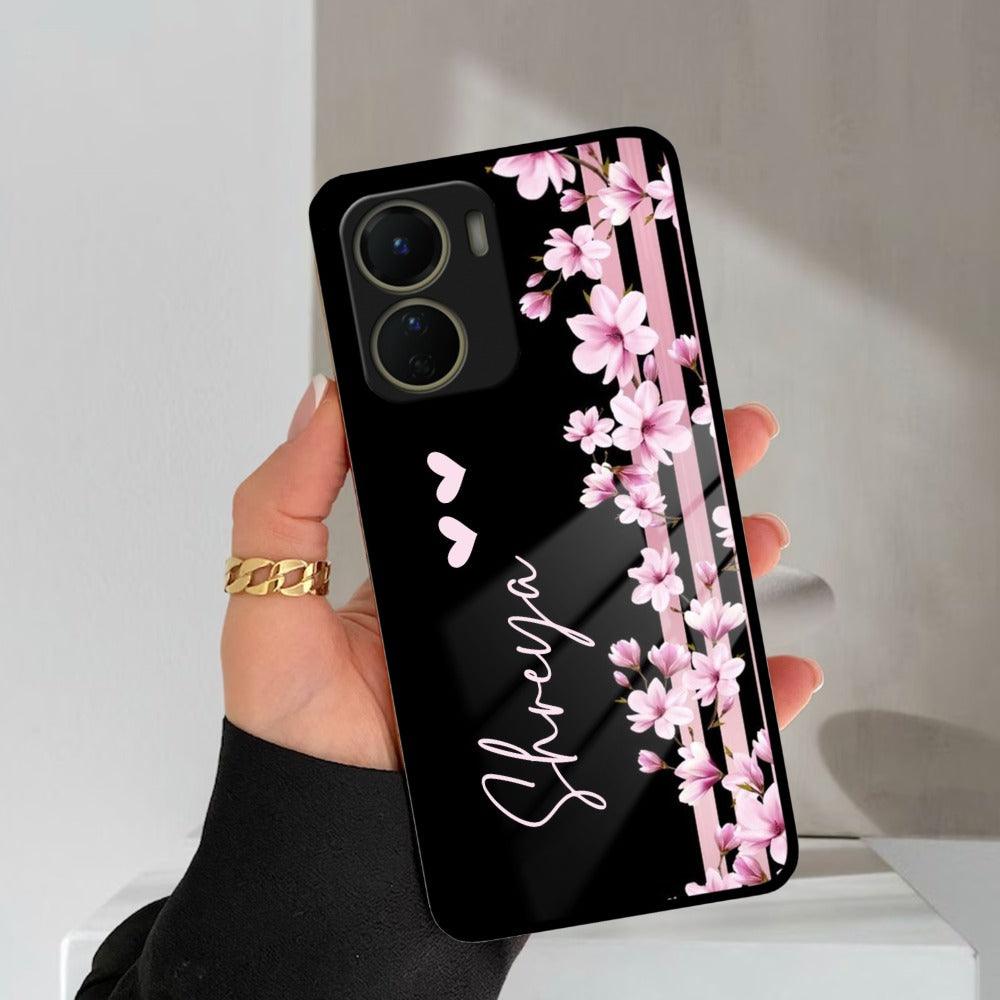 Pink Floral Customize Glass Case Cover For Vivo - ShopOnCliQ