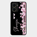 Pink Floral Customize Glass Case Cover For Vivo Y16