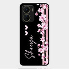 Pink Floral Customize Glass Case Cover For Vivo Y16