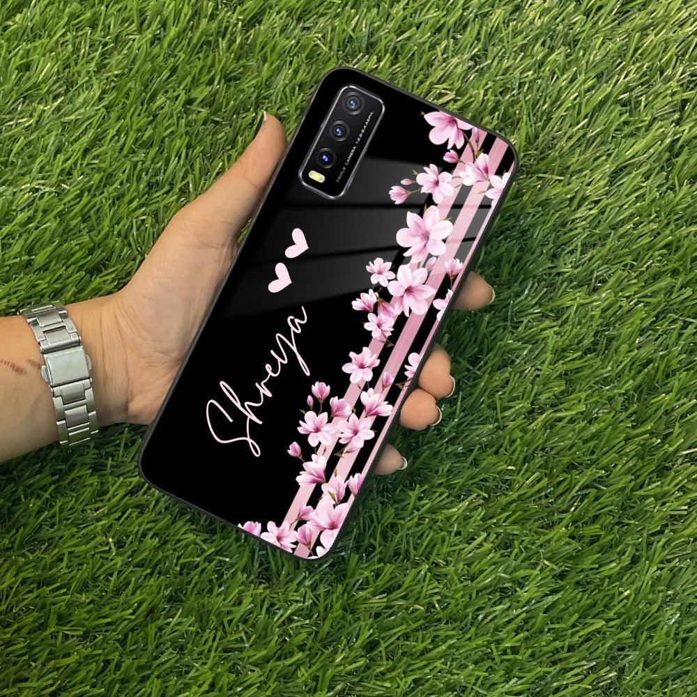 Pink Floral Customize Glass Case Cover For Vivo - ShopOnCliQ