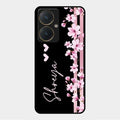 Pink Floral Customize Glass Case Cover For Vivo Y27
