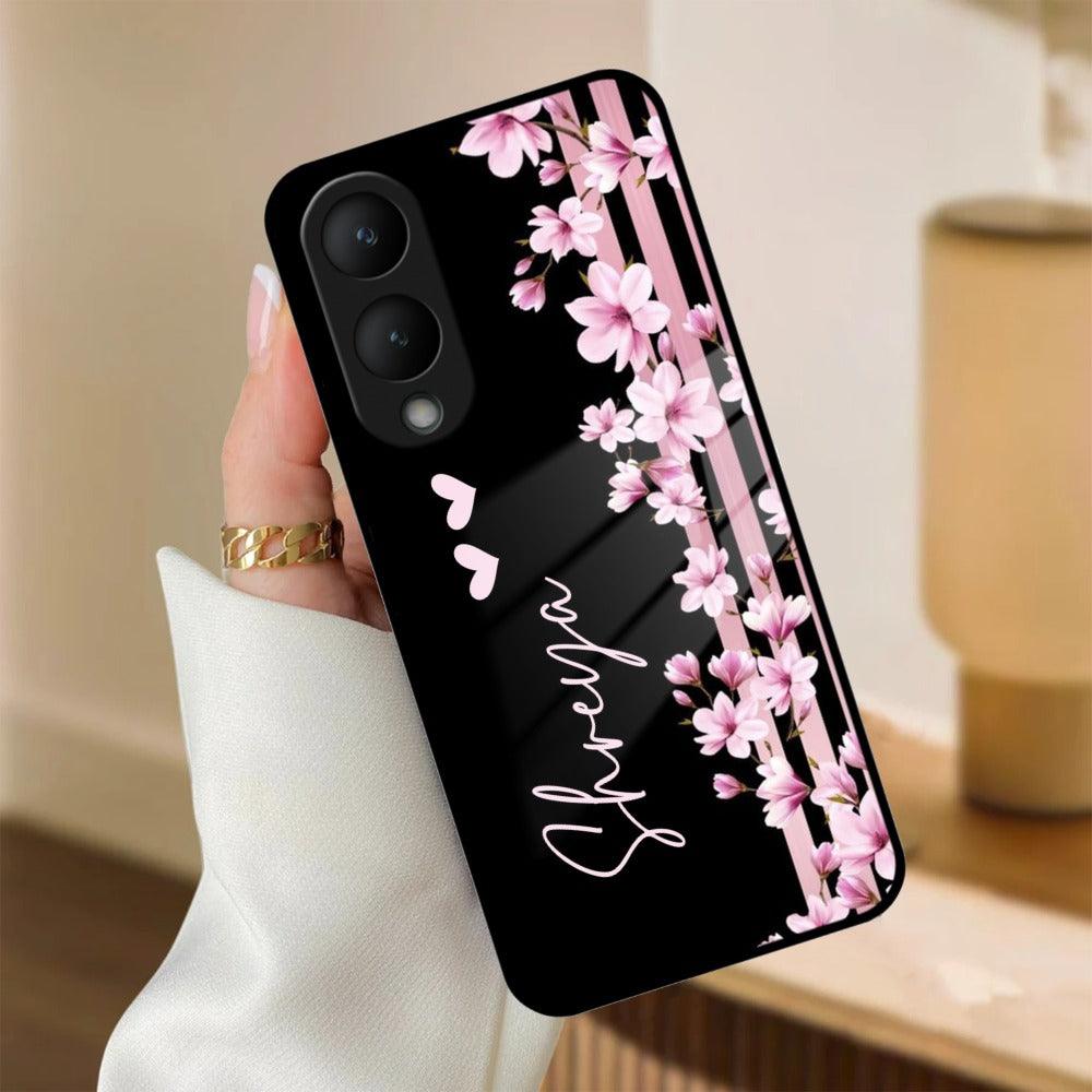 Pink Floral Customize Glass Case Cover For Vivo - ShopOnCliQ