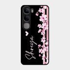 Pink Floral Customize Glass Case Cover For Vivo Y300 5G