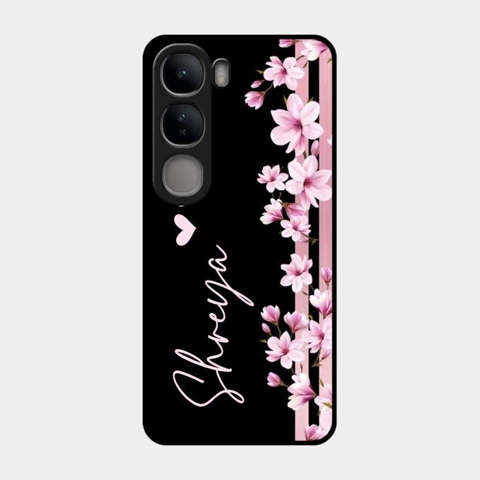 Pink Floral Customize Glass Case Cover For Vivo Y300 5G